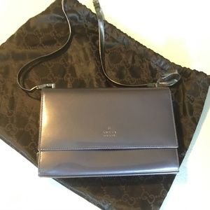 Gucci Lavender Gray Clutch w Silver HW.
